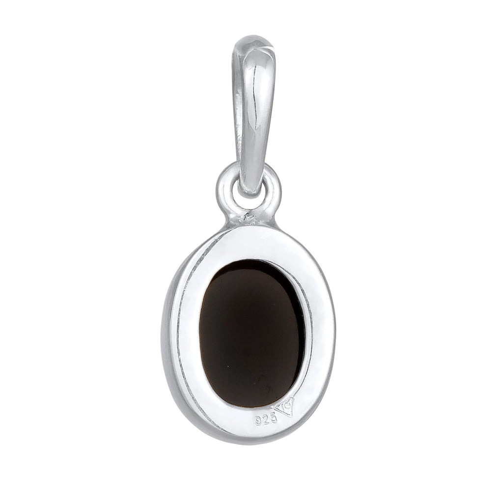 Silber - Elli | Charm Oval | Onyx (Schwarz) | 925 Sterling Silber