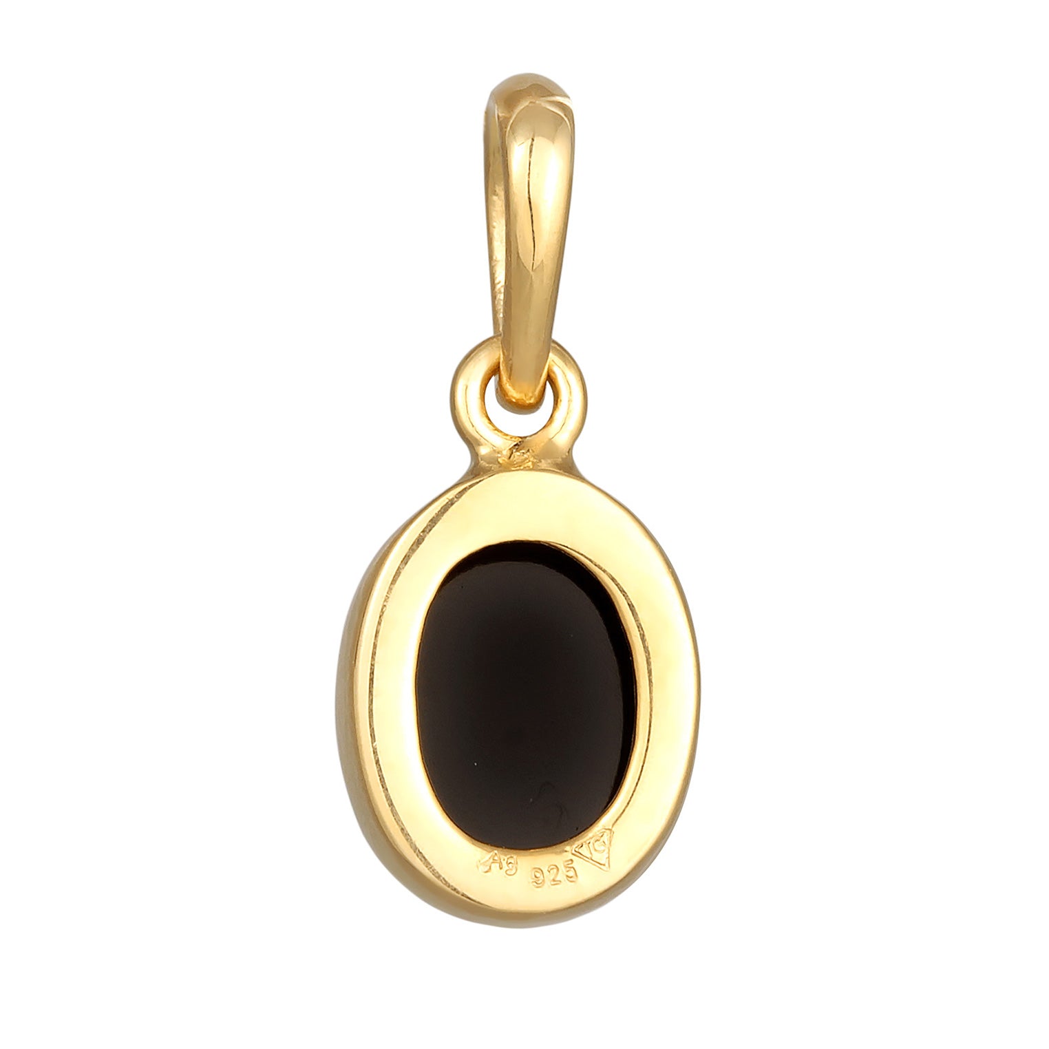 Gold - Elli | Charm Oval | Onyx (Schwarz) | 925 Sterling Silber Vergoldet