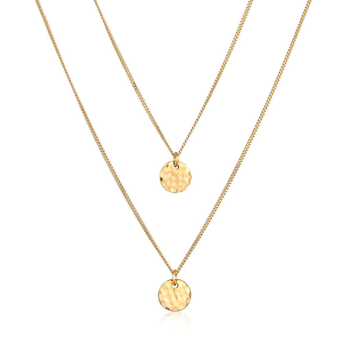 Gold - Elli | Layer-Halskette Plättchen | 925er Sterling Silber Vergoldet
