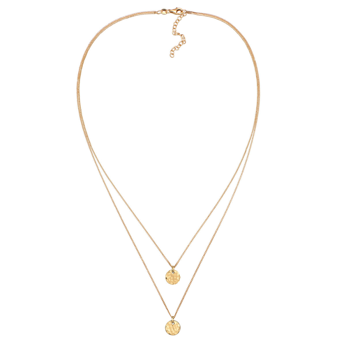 Gold - Elli | Layer-Halskette Plättchen | 925er Sterling Silber Vergoldet