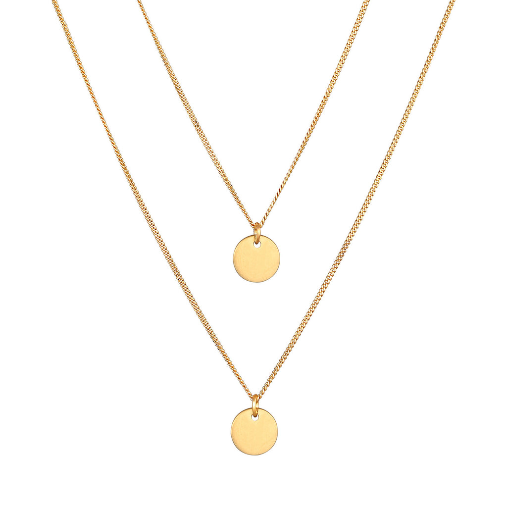 Gold - Elli | Layer-Halskette Plättchen | 925er Sterling Silber Vergoldet