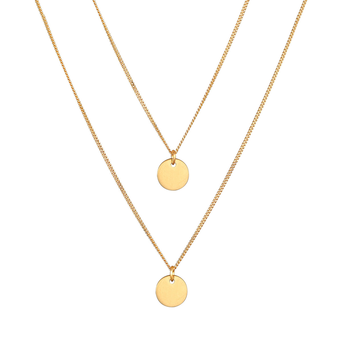 Gold - Elli | Layer-Halskette Plättchen | 925er Sterling Silber Vergoldet