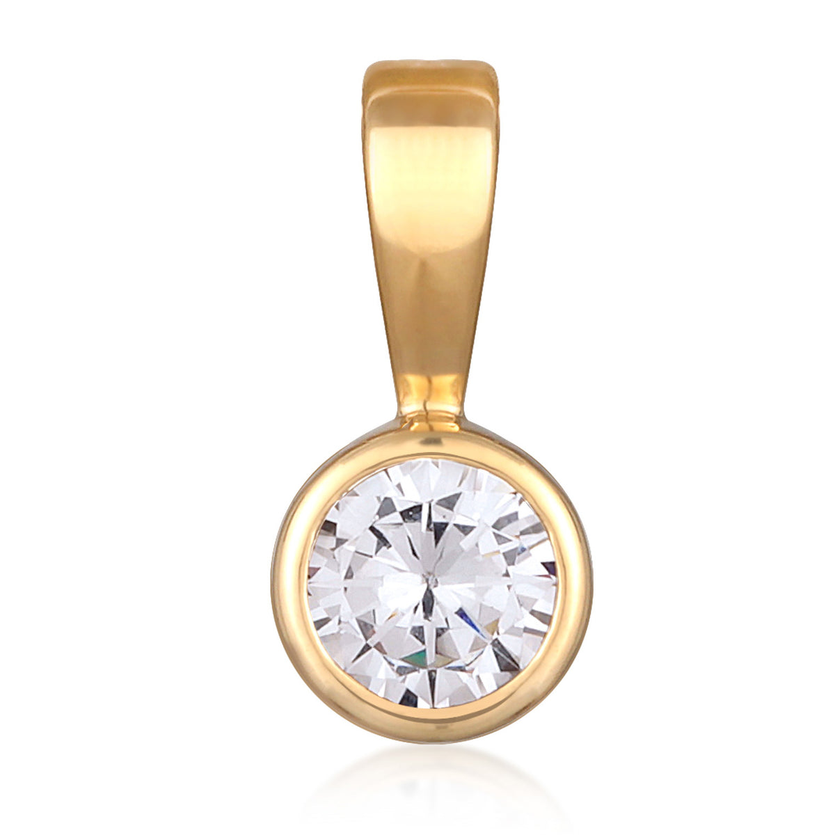 Gold - Nenalina | Anhänger Solitär | Zirkonia (Weiß) | 925er Sterling Silber Vergoldet