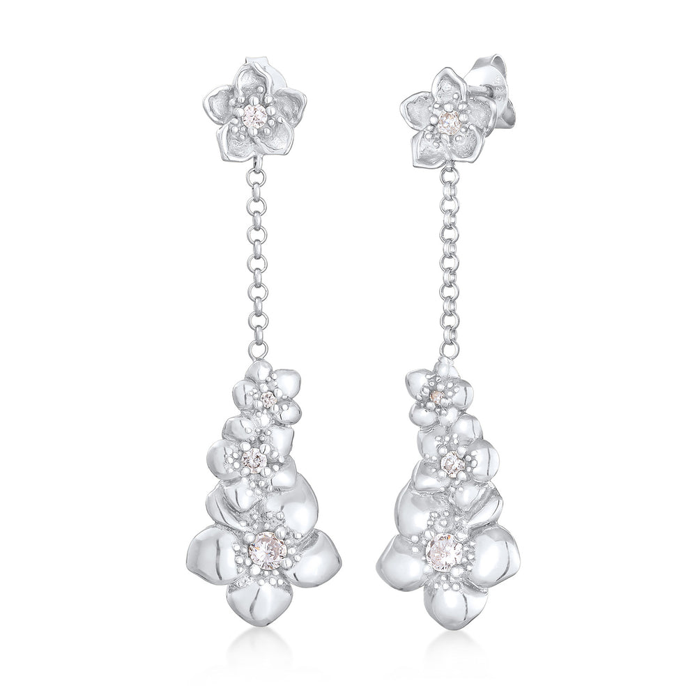 Earrings flowers | Zirconia (White)