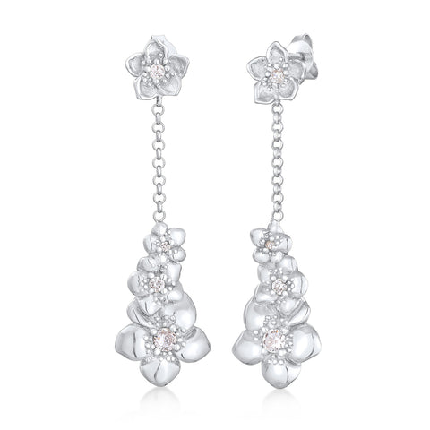 Silber - Elli | Ohrhänger Blumen | Zirkonia (Weiß) | 925er Sterling Silber