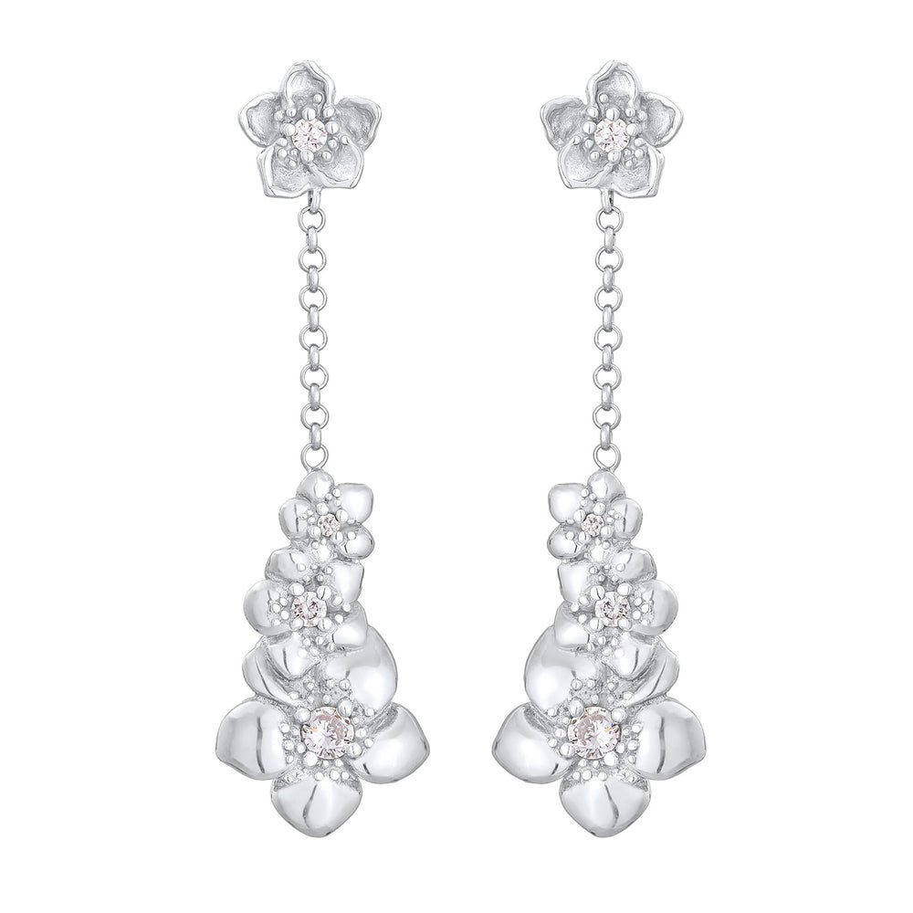 Earrings flowers | Zirconia (White)