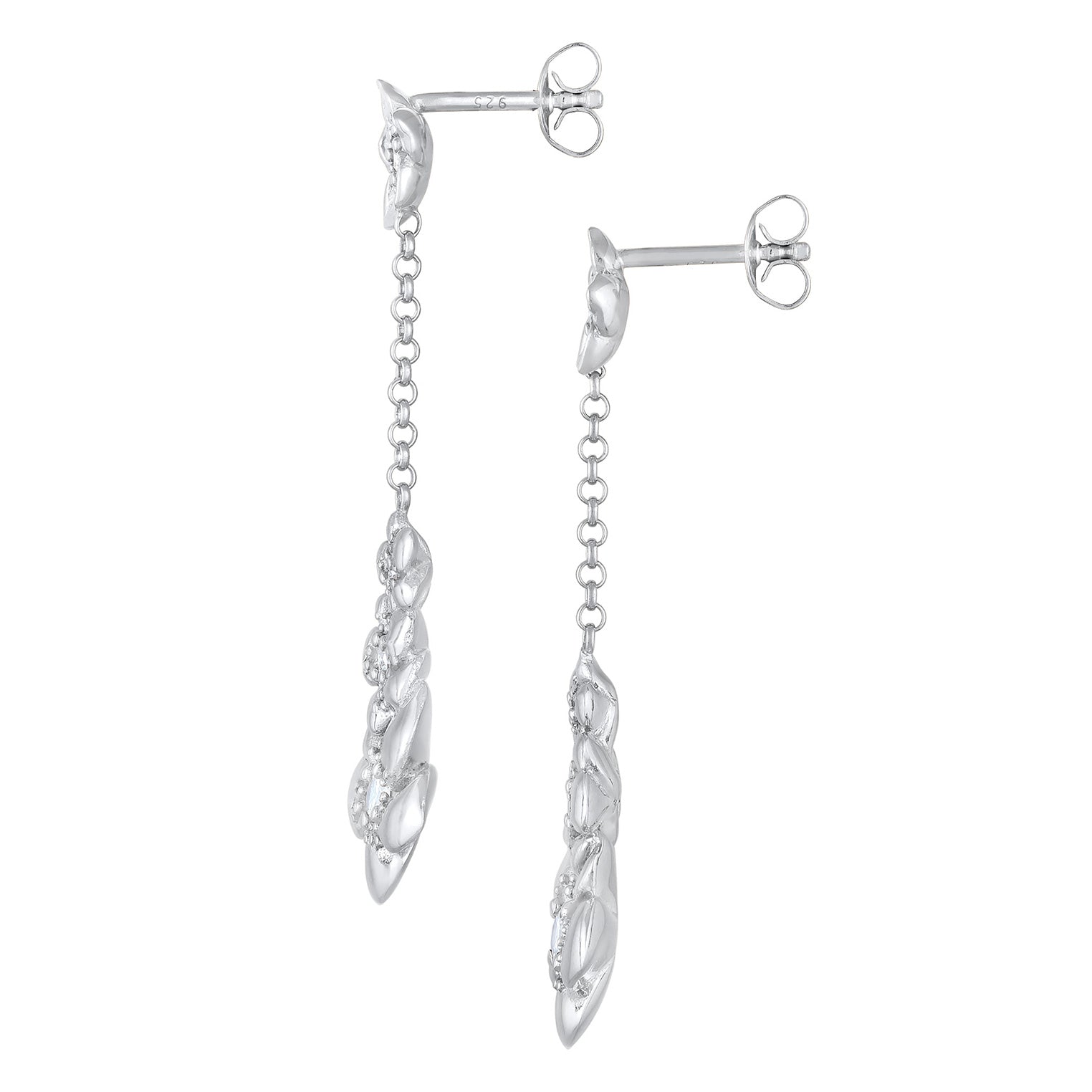 Silber - Elli | Ohrhänger Blumen | Zirkonia (Weiß) | 925er Sterling Silber