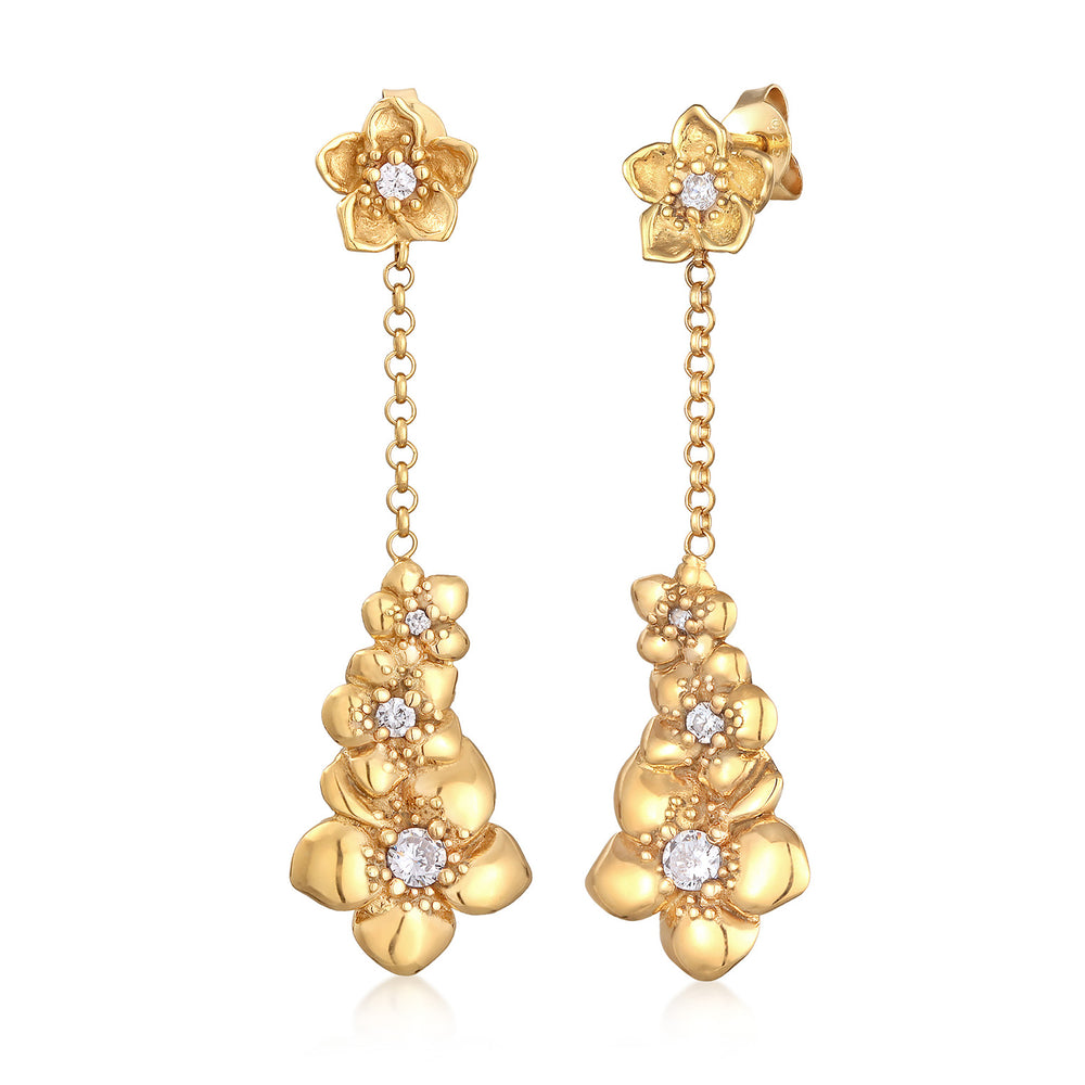Earrings flowers | Zirconia (White)