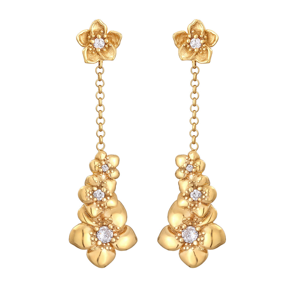 Earrings flowers | Zirconia (White)