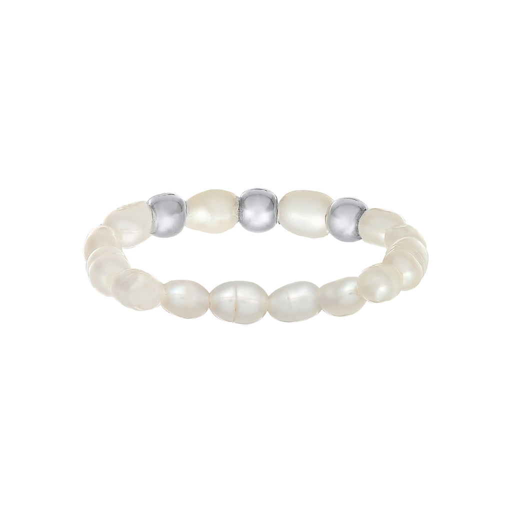 Silber - Elli | Ring Beads | Süßwasserperle | 925er Sterling Silber Vergoldet