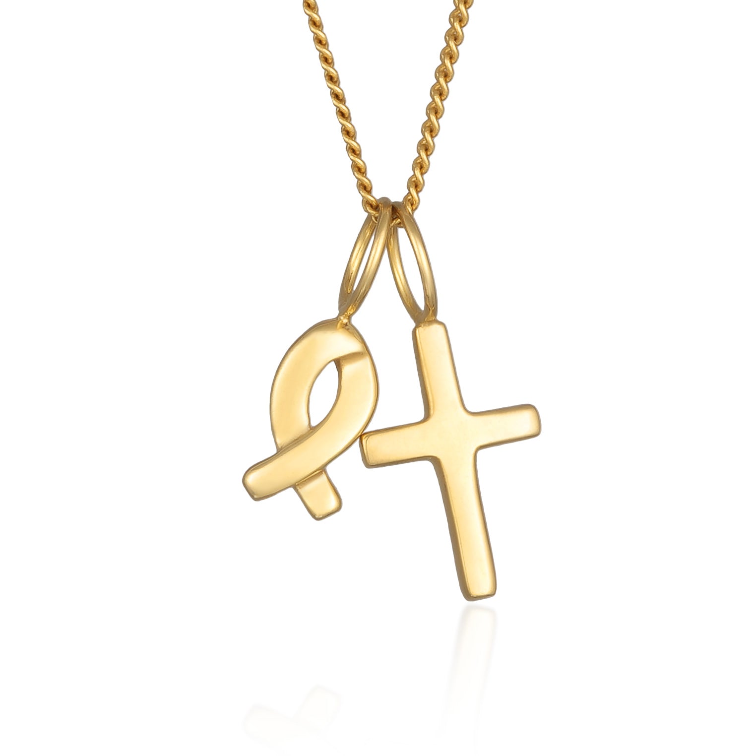 Gold - Elli PREMIUM | Halskette Fisch Kreuz | 375er Gelbgold
