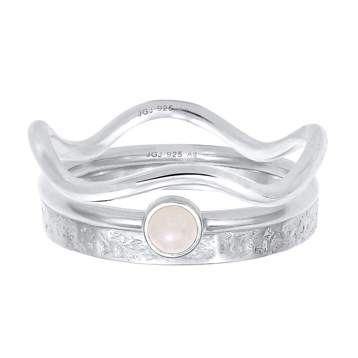Silber - Elli PREMIUM | Solitär-Ringset | Opal Pink | 925er Sterling Silber