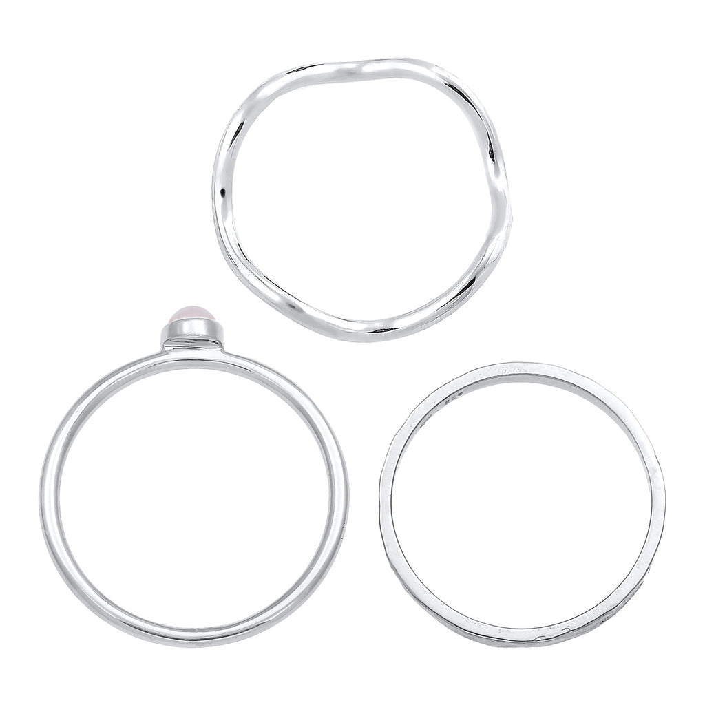 Silber - Elli PREMIUM | Solitär-Ringset | Opal Pink | 925er Sterling Silber