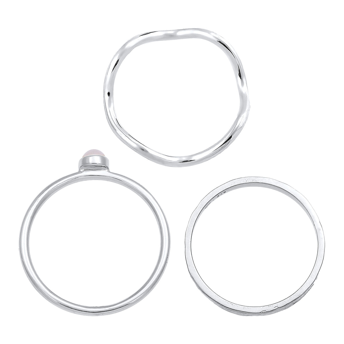 Silber - Elli PREMIUM | Solitär-Ringset | Opal Pink | 925er Sterling Silber