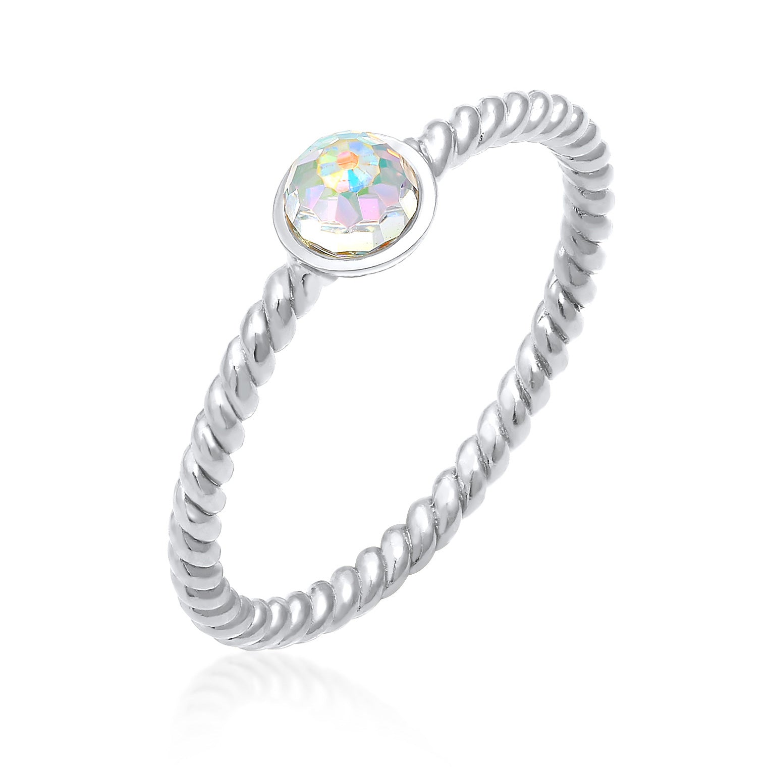Silber - Elli | Solitär-Ring | Mit Kristallen von Swarovski® (Weiß) | 925 Sterling Silber