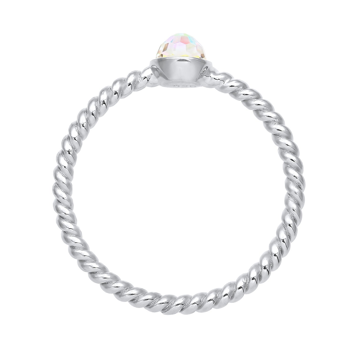 Silber - Elli | Solitär-Ring | Kristall (Weiß) | 925 Sterling Silber