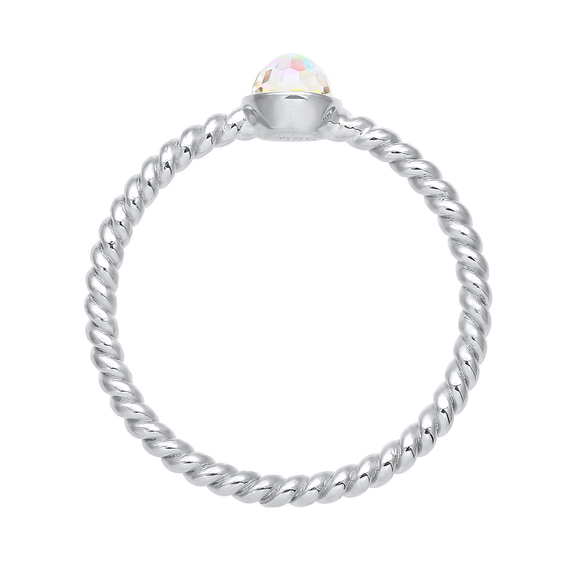 Silber - Elli | Solitär-Ring | Mit Kristallen von Swarovski® (Weiß) | 925 Sterling Silber