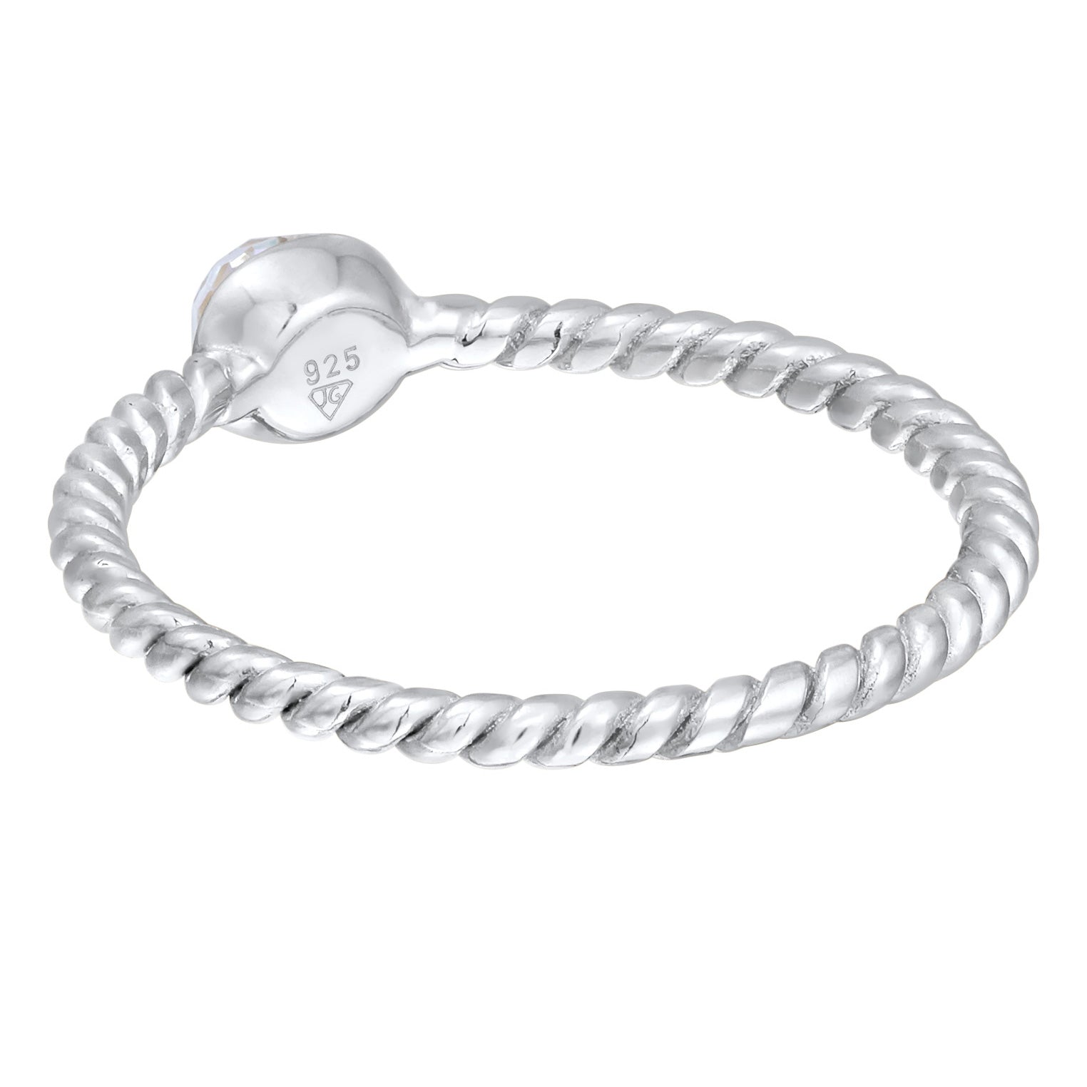 Silber - Elli | Solitär-Ring | Kristall (Weiß) | 925 Sterling Silber