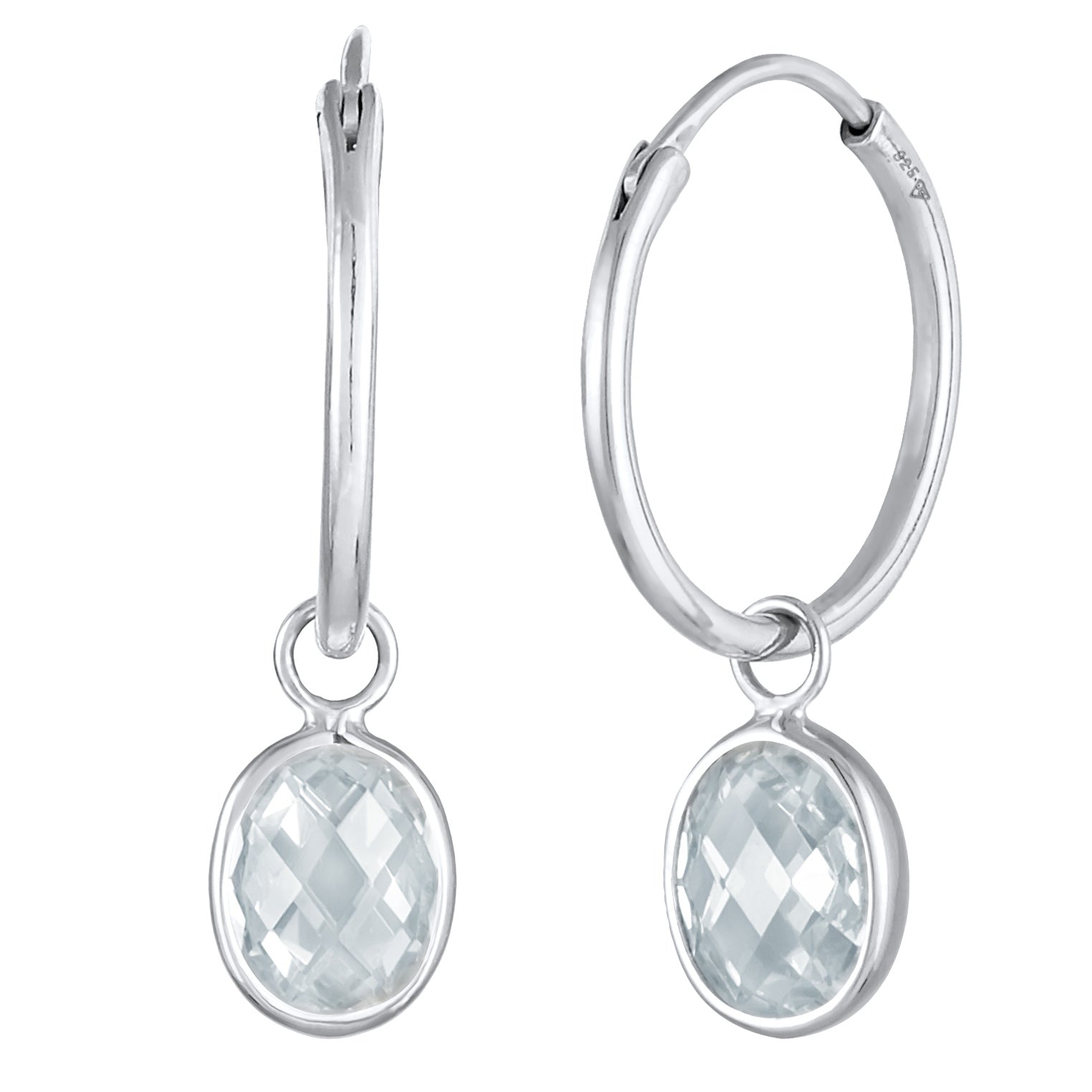 Silber - Nenalina | Creolen Oval | Zirkonia (Weiß) | 925er Sterling Silber