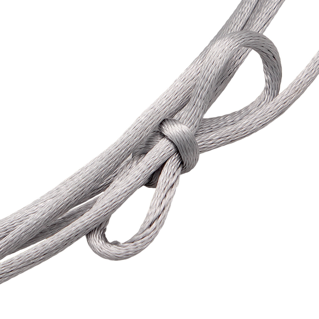 Grau - Elli | Choker Tropfen Anhänger | Satin (Grau) | 925er Sterling Silber