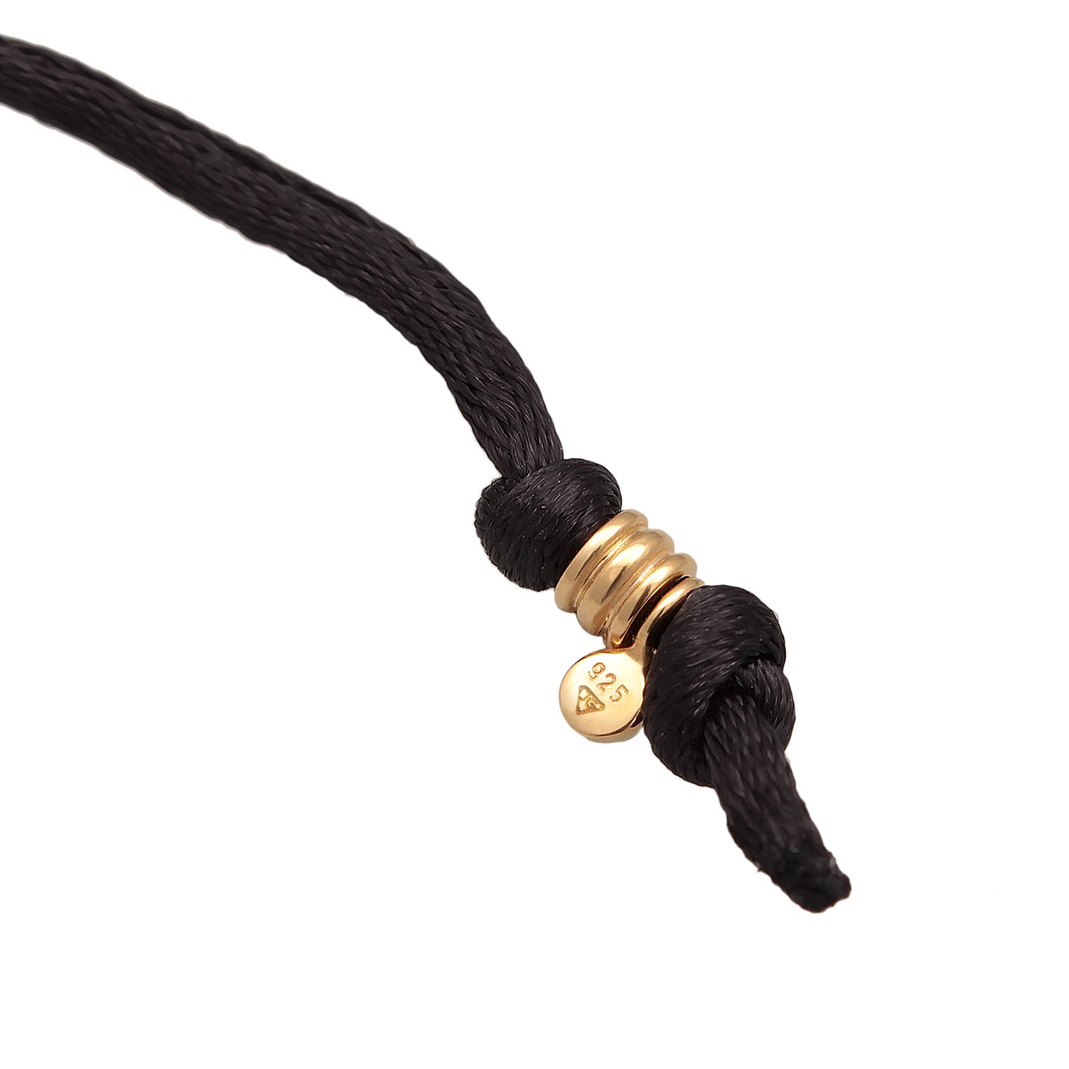 Schwarz - Elli | Choker Tropfen Anhänger | Satin (Schwarz) | 925er Sterling Silber Vergoldet