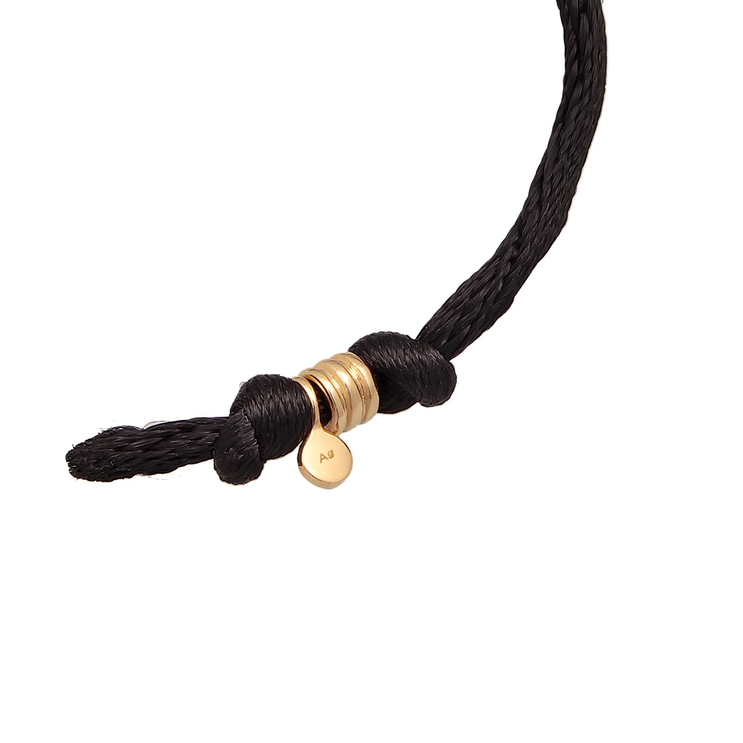 Schwarz - Elli | Choker Tropfen Anhänger | Satin (Schwarz) | 925er Sterling Silber Vergoldet