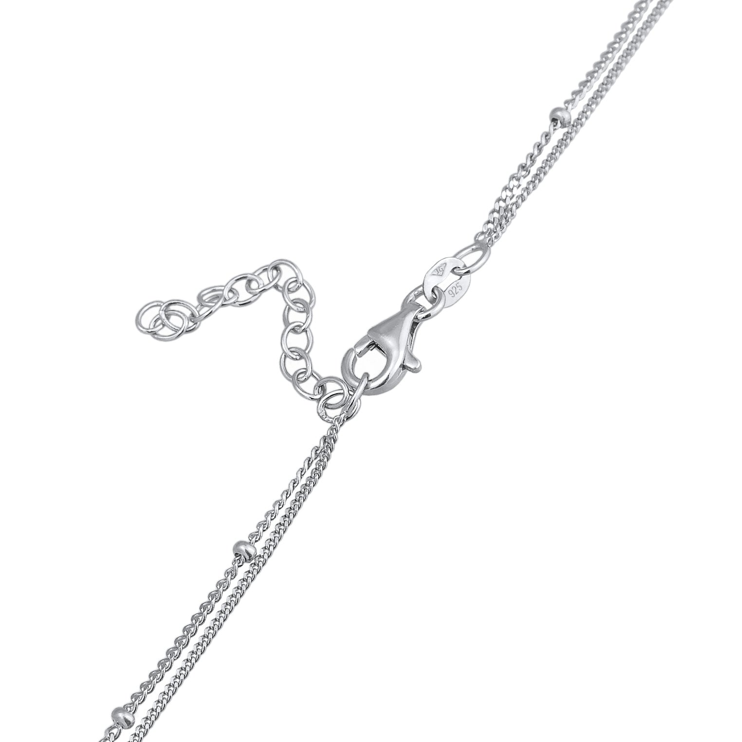 Silber - Elli | Layer-Halskette Kreuz | Zirkonia (Weiß) | 925er Sterling Silber