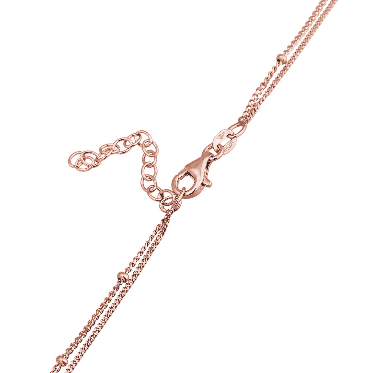 Roségold - Elli | Layer-Halskette Kreuz | Zirkonia (Weiß) | 925er Sterling Silber Rosévergoldet