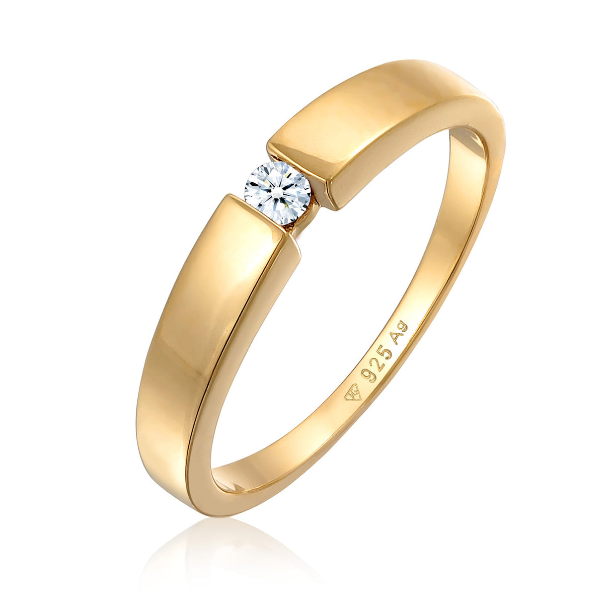 Gold - Elli DIAMONDS | Solitär-Ring | Diamant (Weiß, 0.06 ct.) | 925er Sterling Silber Vergoldet