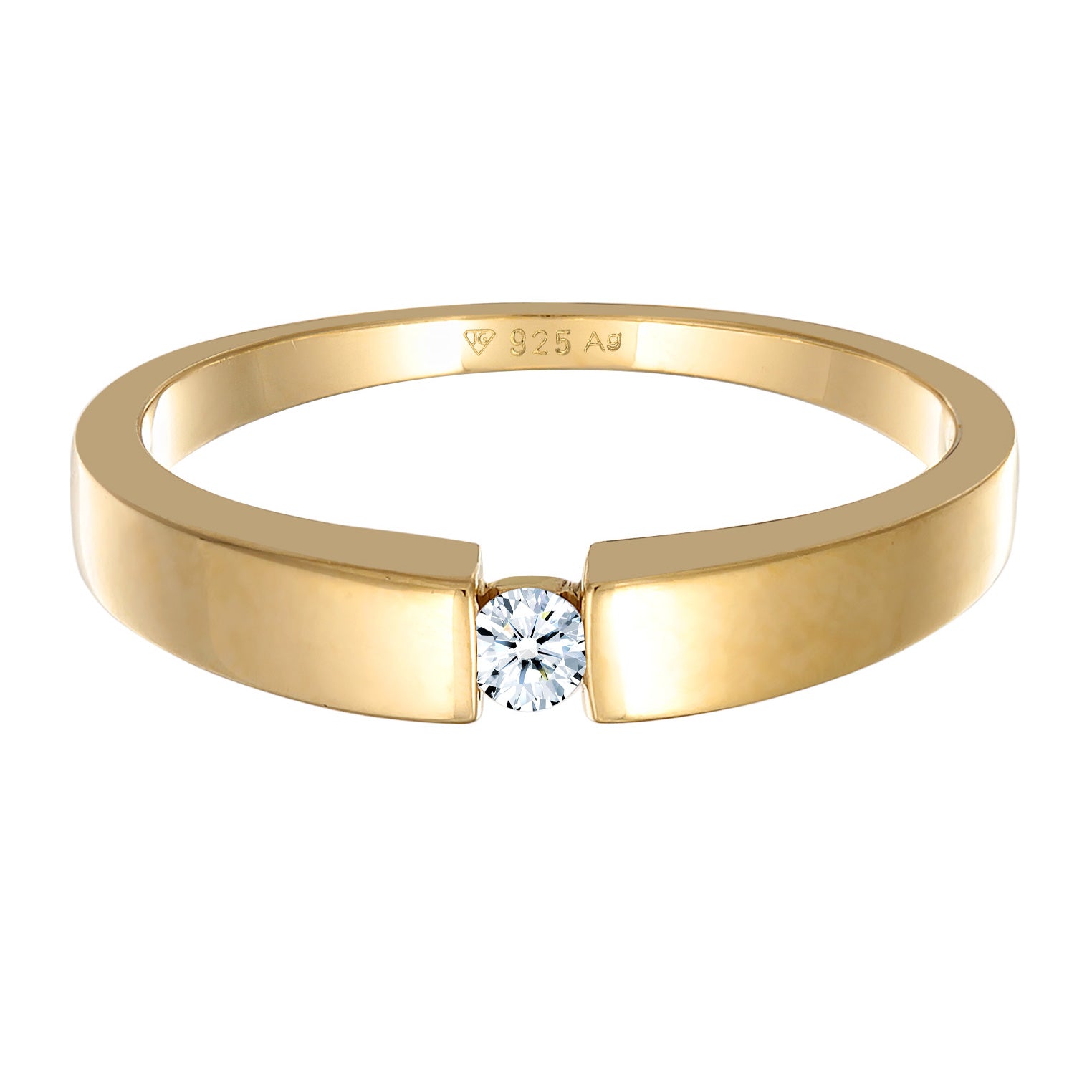 Gold - Elli DIAMONDS | Solitär-Ring | Diamant (Weiß, 0.06 ct.) | 925er Sterling Silber Vergoldet