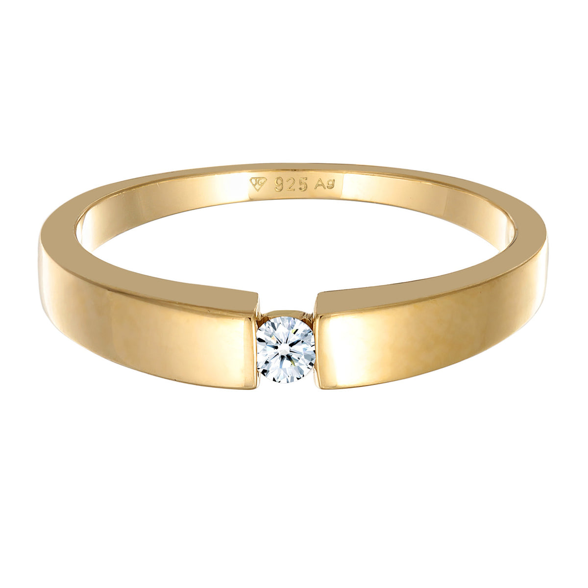 Gold - Elli DIAMONDS | Solitär-Ring | Diamant (Weiß, 0.06 ct.) | 925er Sterling Silber Vergoldet