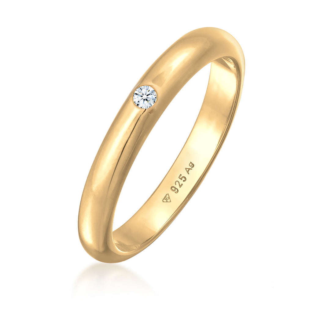 Gold - Elli DIAMONDS | Verlobungsring | Diamant (Weiß, 0.03 ct.) | 925er Sterling Silber Vergoldet
