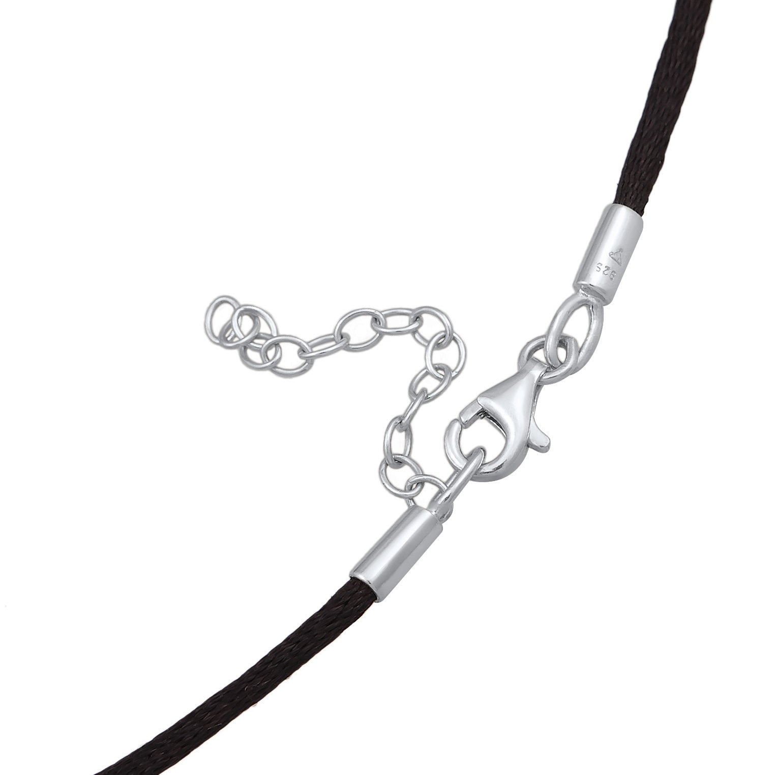 Grau - Elli PREMIUM | Choker Tropfen | Satin, Labaradorit (Grau) | 925er Sterling Silber