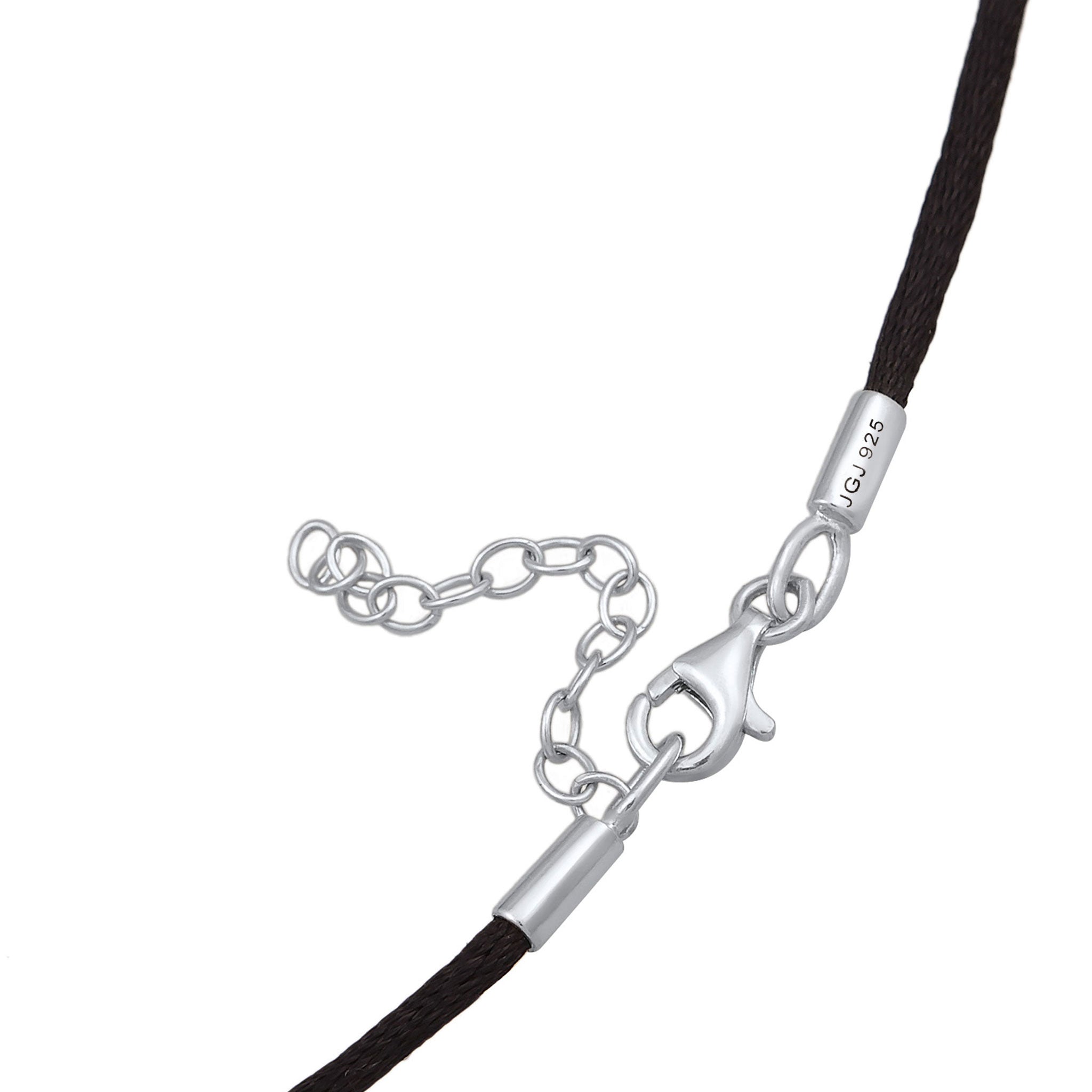 Grau - Elli PREMIUM | Choker Tropfen | Satin, Labaradorit (Grau) | 925er Sterling Silber