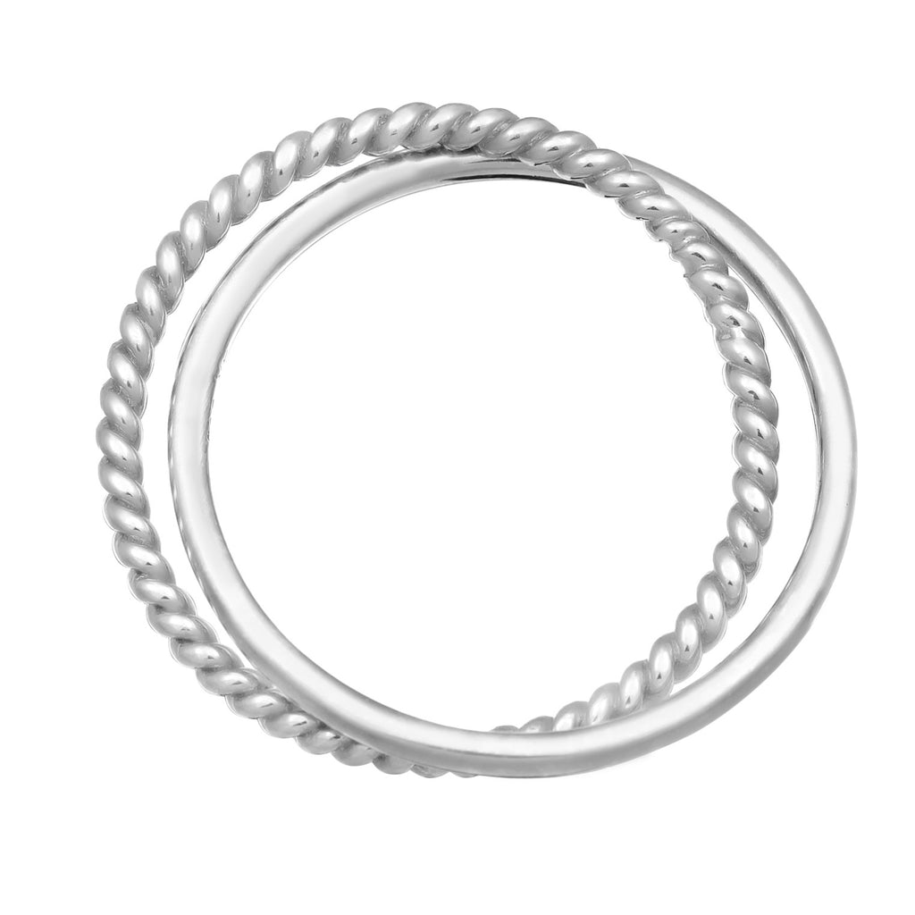 Silber - Elli PREMIUM | Wickelring Fein Gedreht | 585er Weißgold