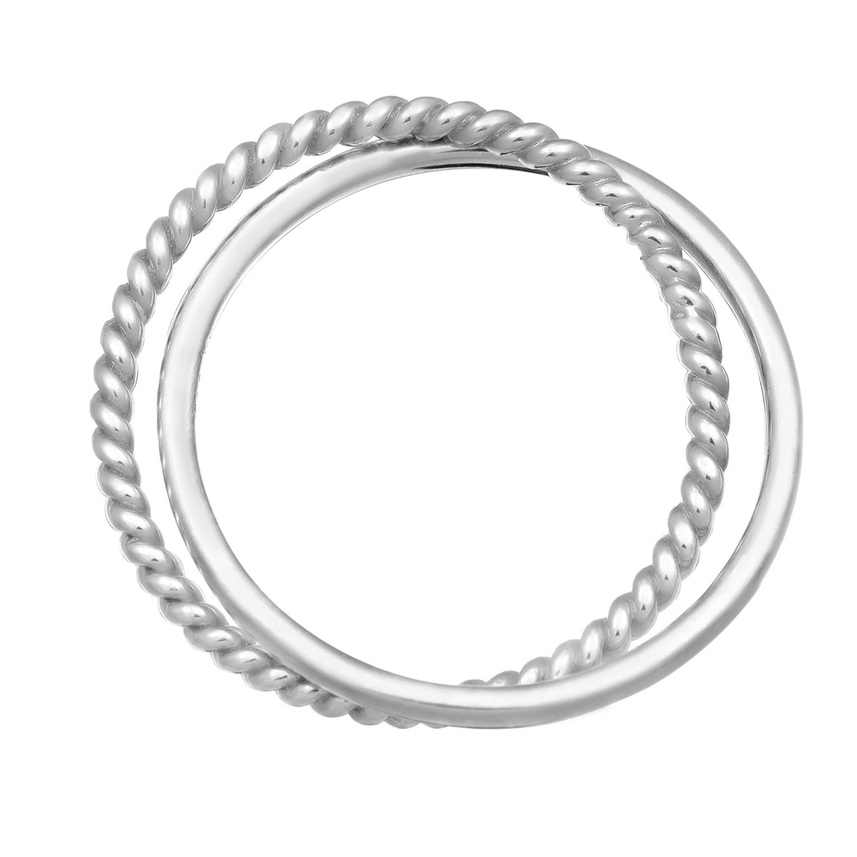 Silber - Elli PREMIUM | Wickelring Fein Gedreht | 585er Weißgold