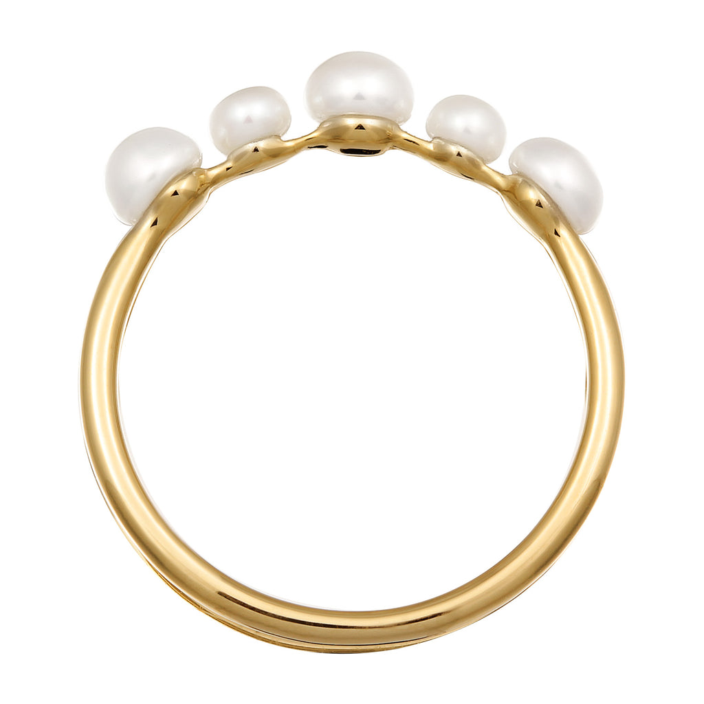 Gold - Elli PREMIUM | Stapelring Trend | Süßwasserzuchtperlen | 925er Sterling Silber Vergoldet
