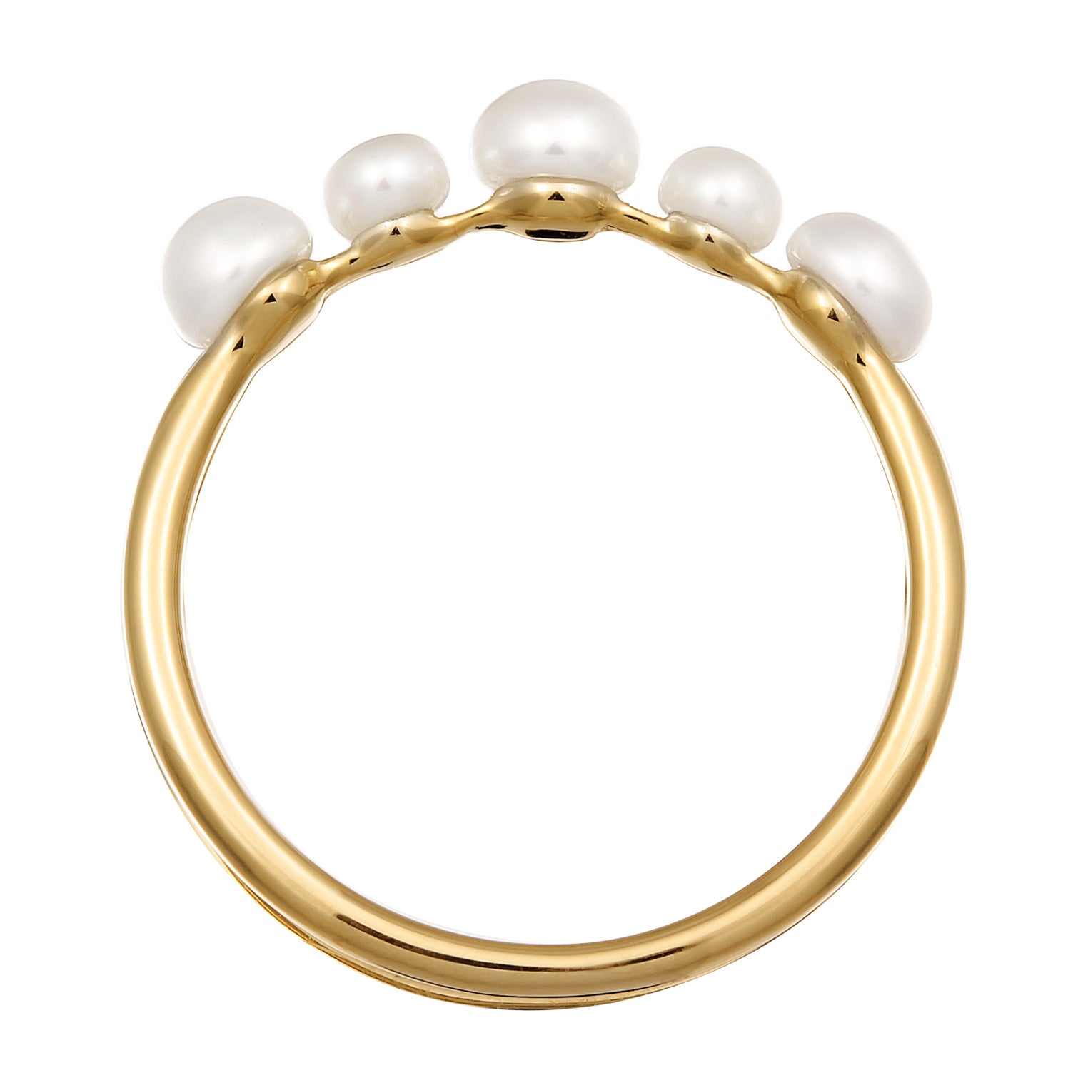 Gold - Elli PREMIUM | Stapelring Trend | Süßwasserzuchtperlen | 925er Sterling Silber Vergoldet