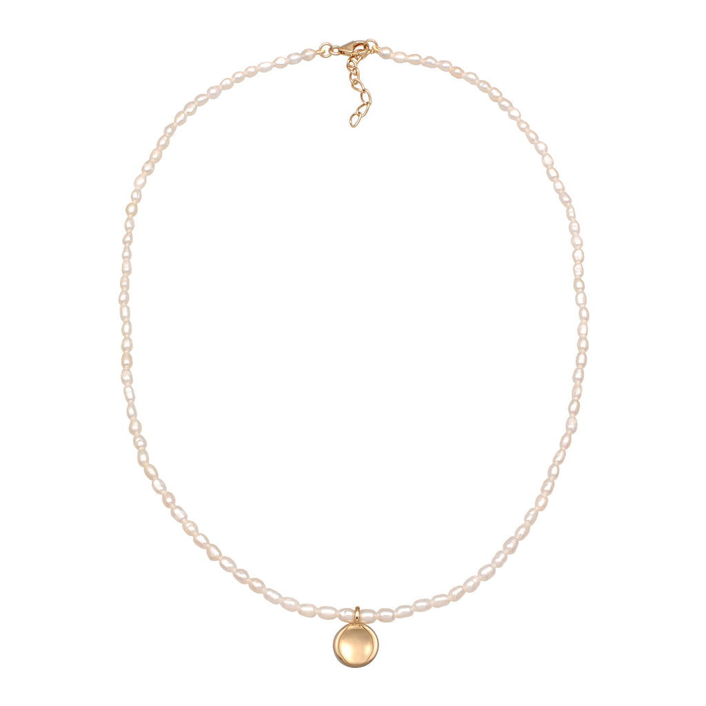 Gold - Elli PREMIUM | Halskette Anhänger | Süßwasserperle | 925er Sterling Silber Vergoldet