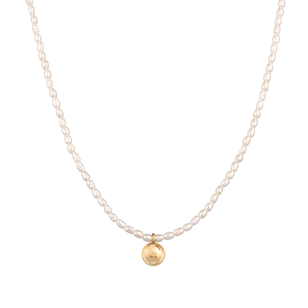 Gold - Elli PREMIUM | Halskette Anhänger | Süßwasserperle | 925er Sterling Silber Vergoldet