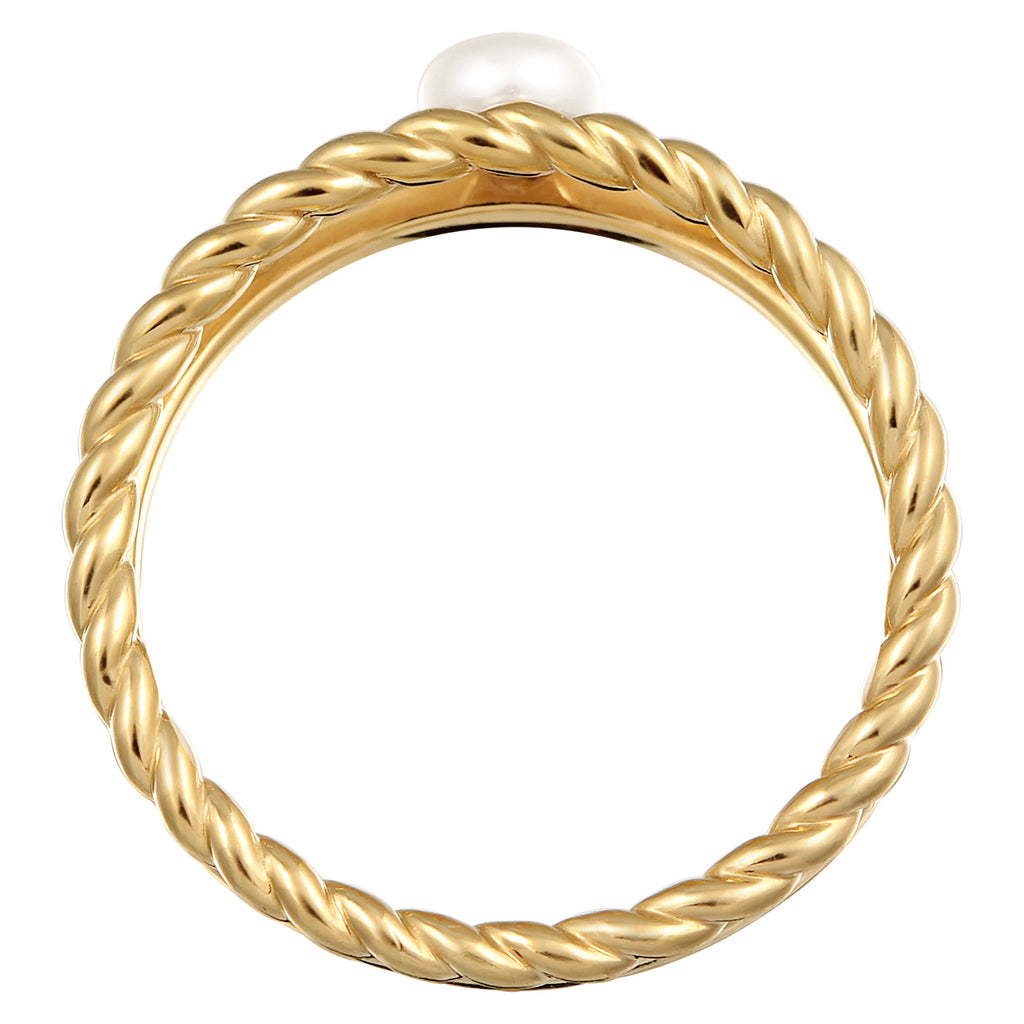 Gold - Elli PREMIUM | Stapelring Twisted | Süßwasserperle | 925er Sterling Silber Vergoldet