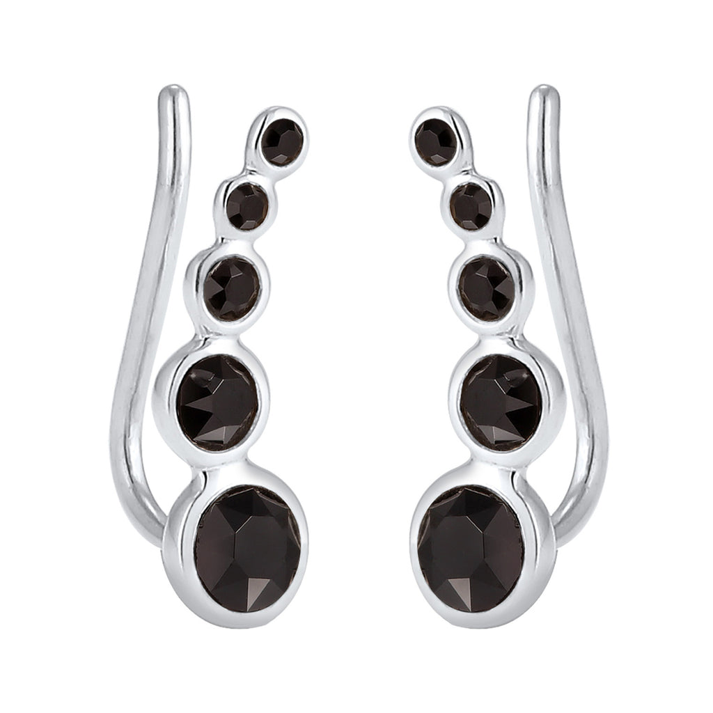 Schwarz - Elli | Earclimber | Kristall (Schwarz) | 925er Sterling Silber