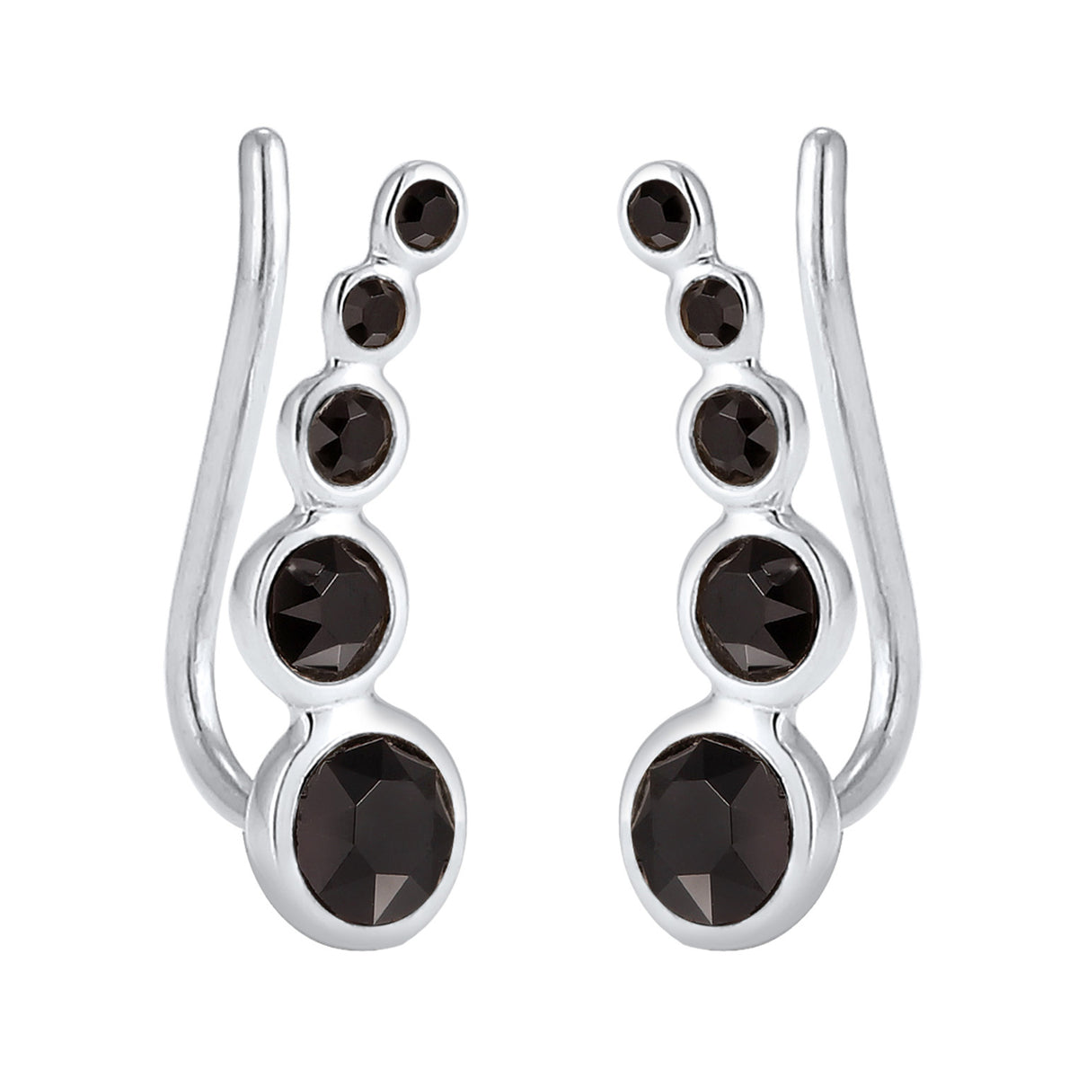 Schwarz - Elli | Earclimber | Kristall (Schwarz) | 925er Sterling Silber