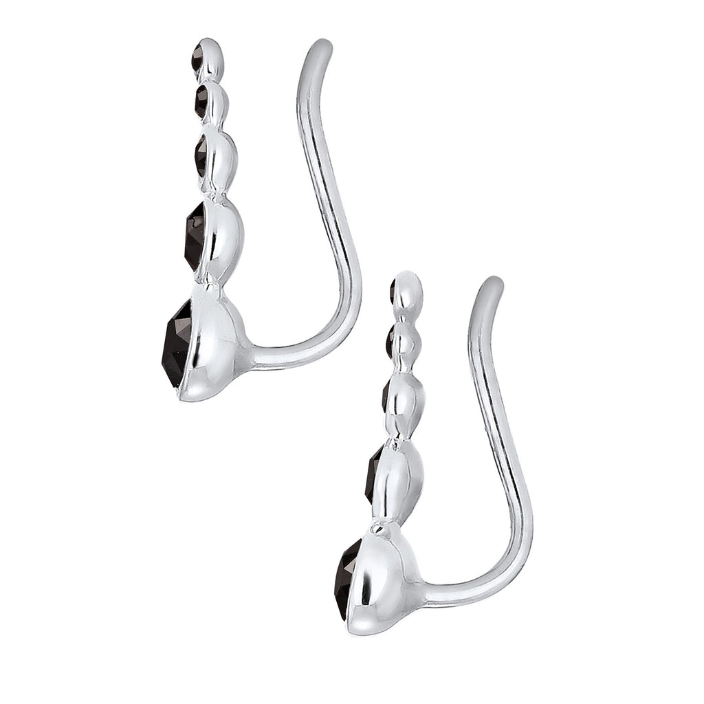 Schwarz - Elli | Earclimber | Kristall (Schwarz) | 925er Sterling Silber