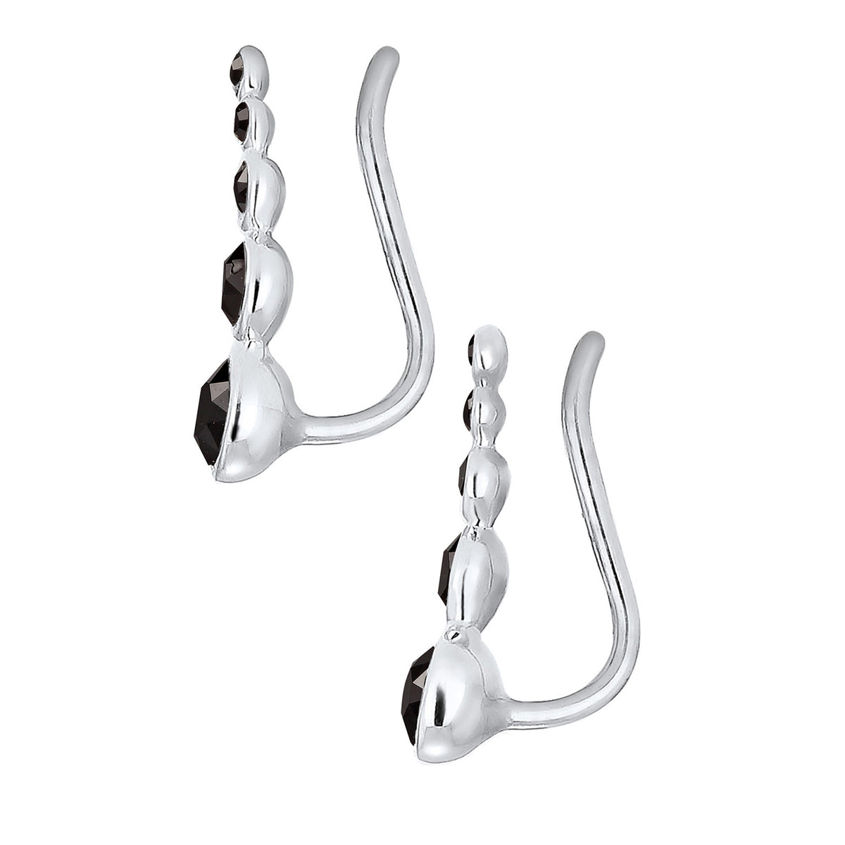 Schwarz - Elli | Earclimber | Kristall (Schwarz) | 925er Sterling Silber