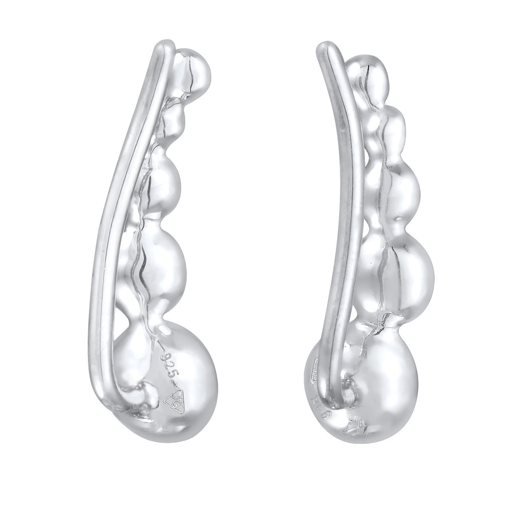 Schwarz - Elli | Earclimber | Kristall (Schwarz) | 925er Sterling Silber