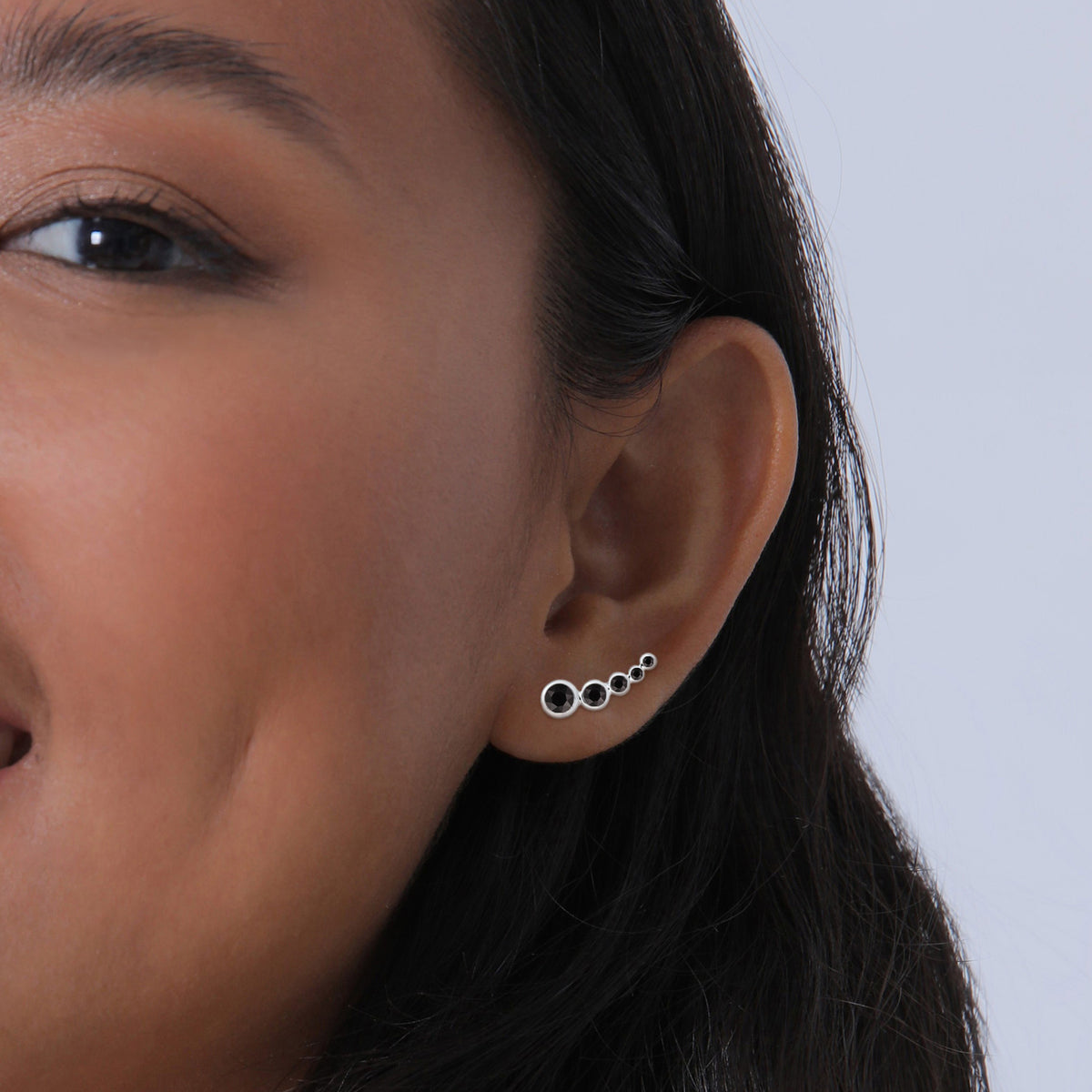 Schwarz - Elli | Earclimber | Kristall (Schwarz) | 925er Sterling Silber