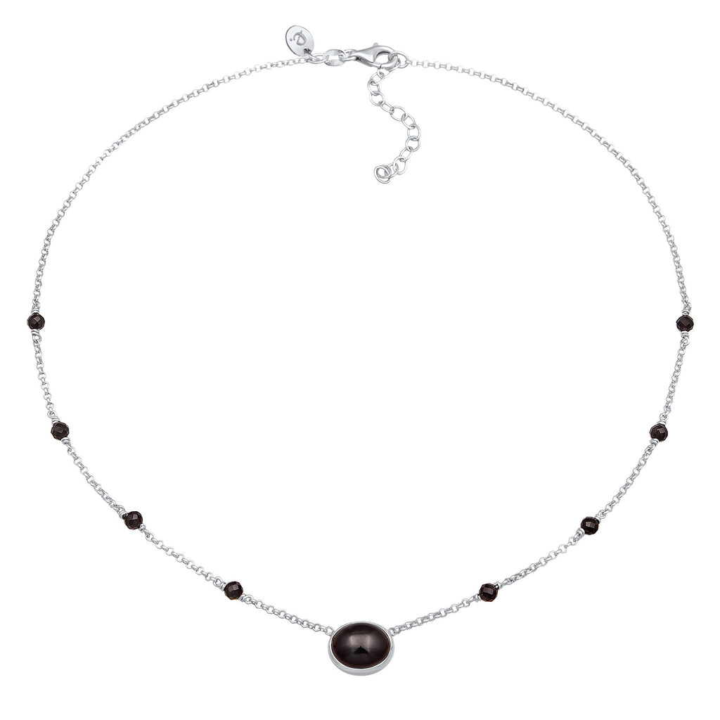 Silber - Elli PREMIUM | Choker Perlen | Onyx (Schwarz) | 925er Sterling Silber