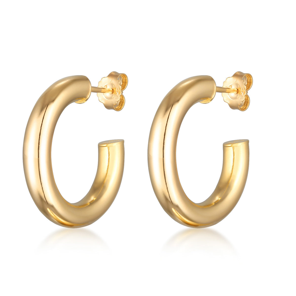 Gold - Elli PREMIUM | Creolen Stecker Basic | 925er Sterling Silber Vergoldet