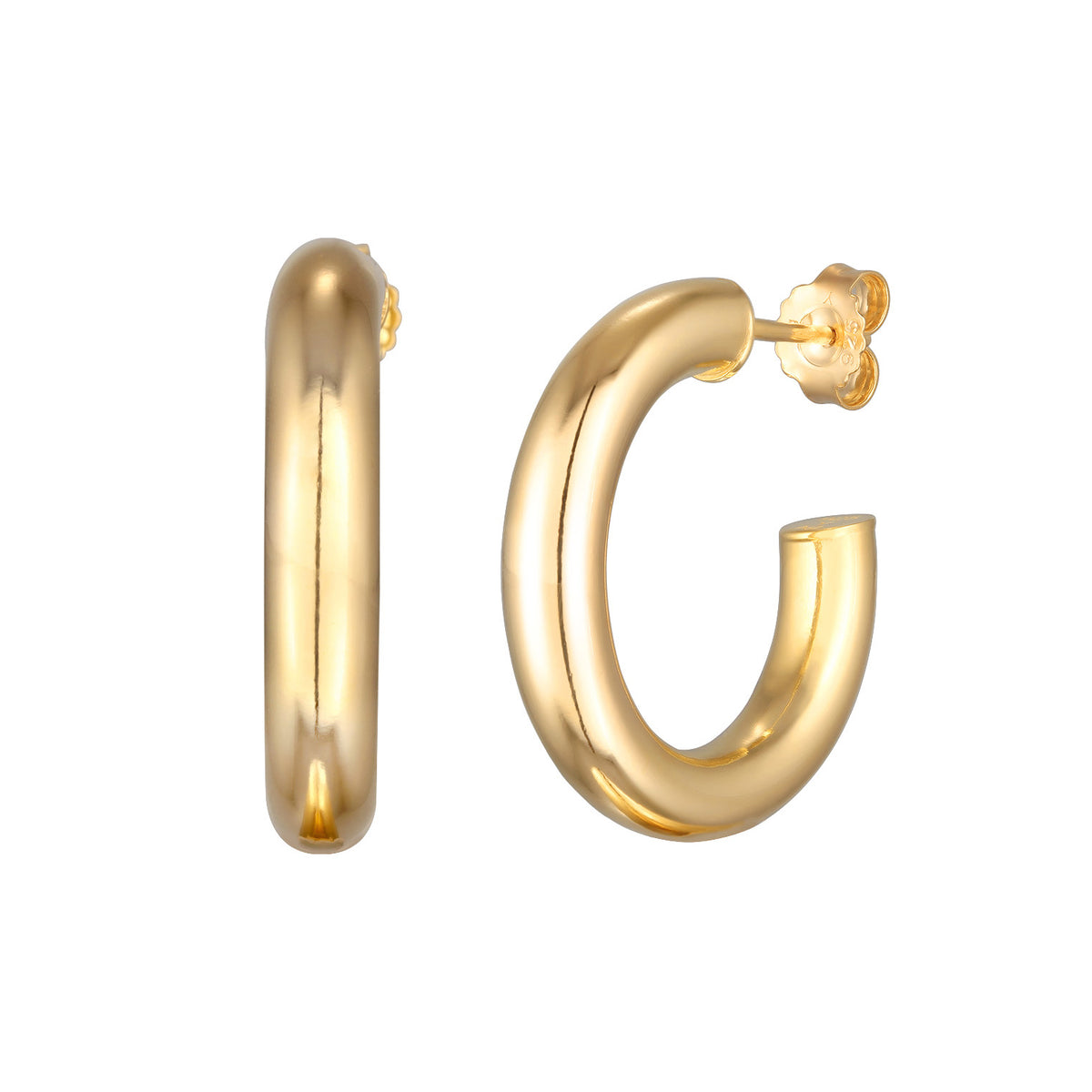 Gold - Elli PREMIUM | Creolen Stecker Basic | 925er Sterling Silber Vergoldet